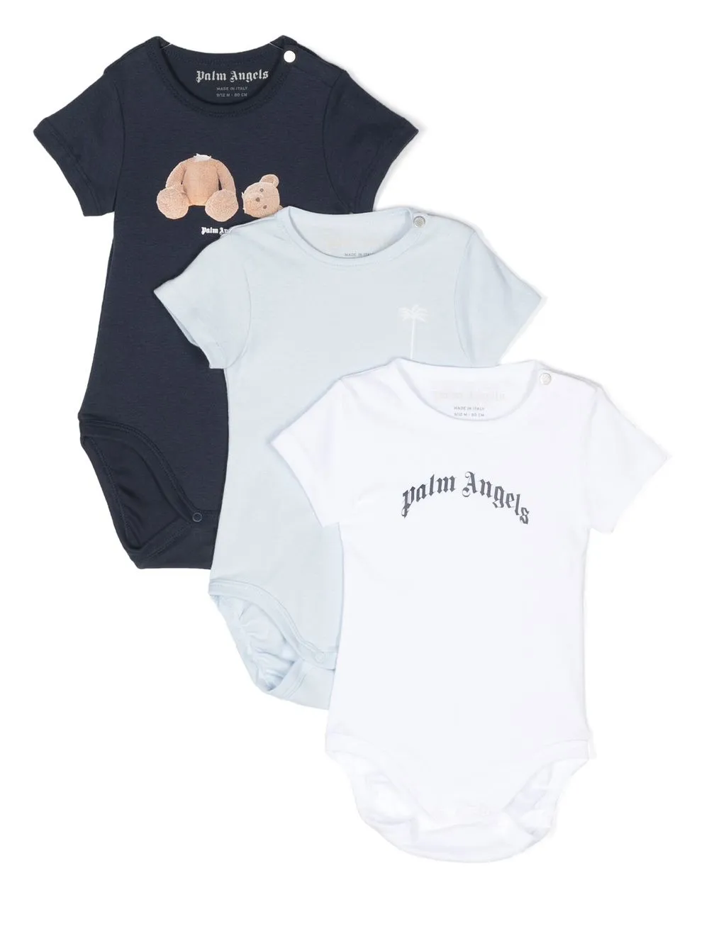 

Palm Angels Kids pack de tres bodies manga corta - Azul