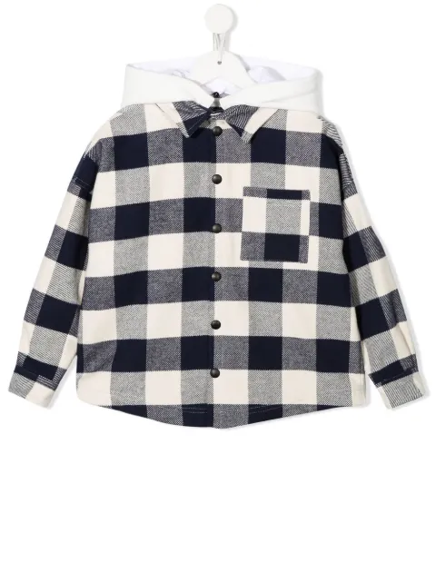 Palm Angels Kids check-print hooded overshirt