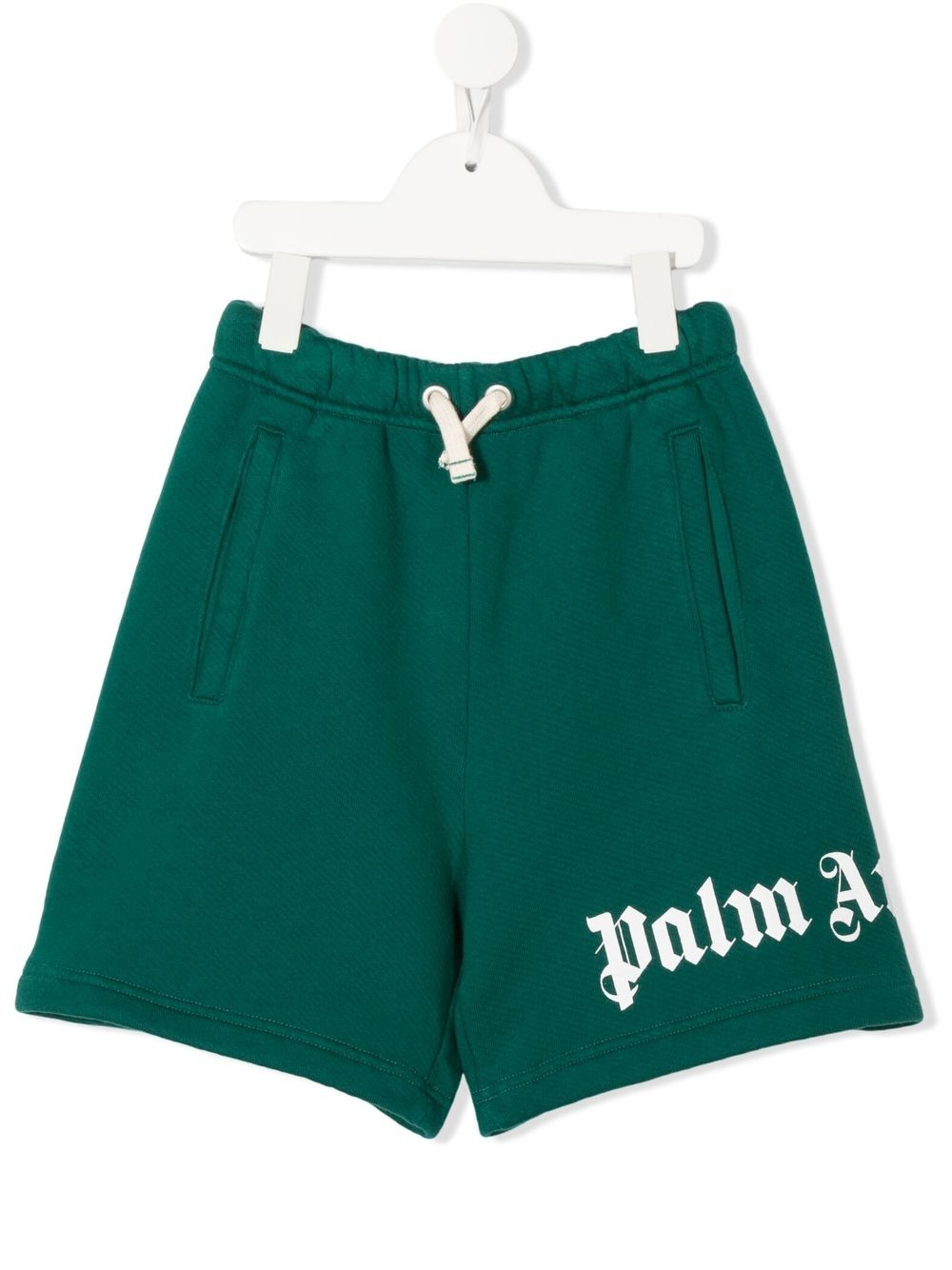 Palm Angels Kids' Logo-print Sweat Shorts In Green