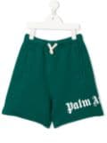 Palm Angels Kids logo-print sweat shorts - Green