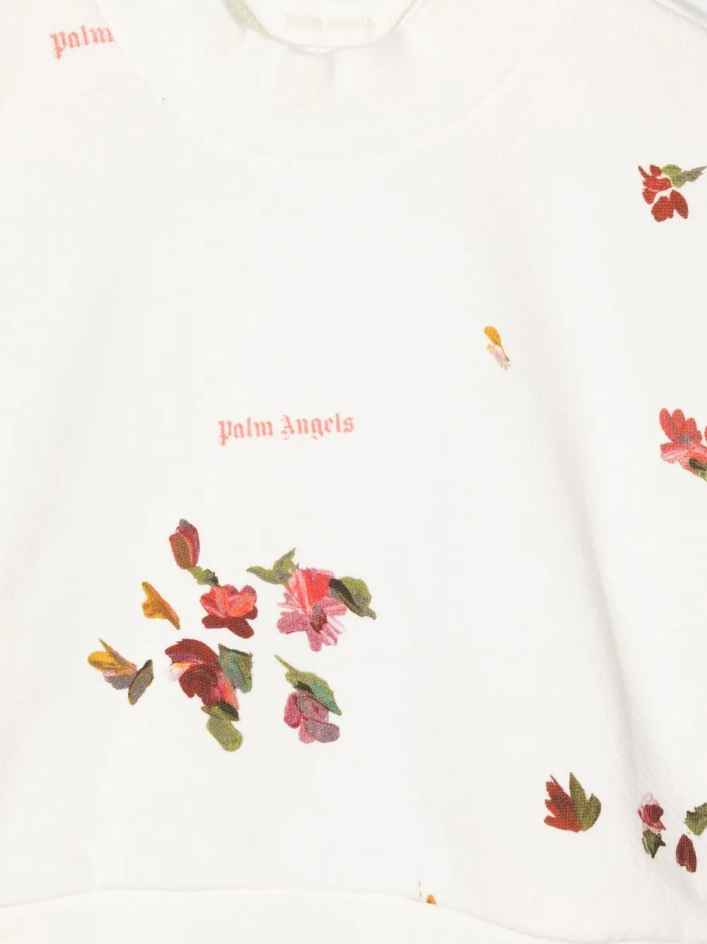  Palm Angels Kids Cropped Sweatshirt Mit Blumen Print   Weiß 