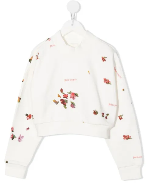 Palm Angels Kids floral-print cropped sweatshirt