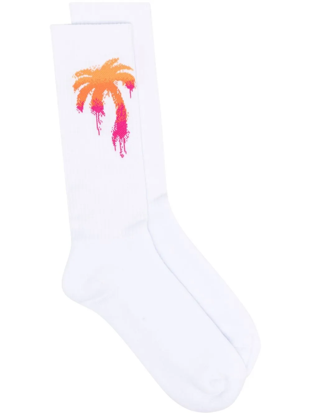 

Palm Angels palm-motif ribbed socks - White