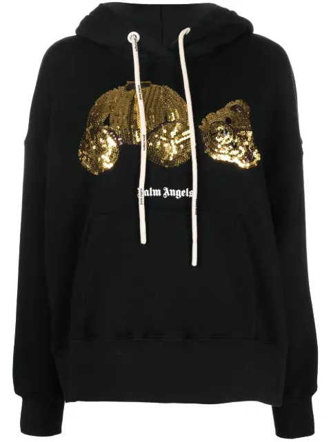 Palm Angels sequined-bear oversized hoodie
