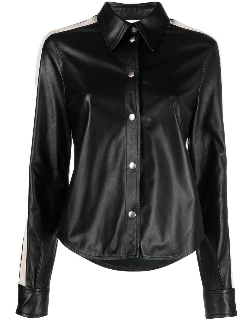 Palm Angels striped leather shirt - Black