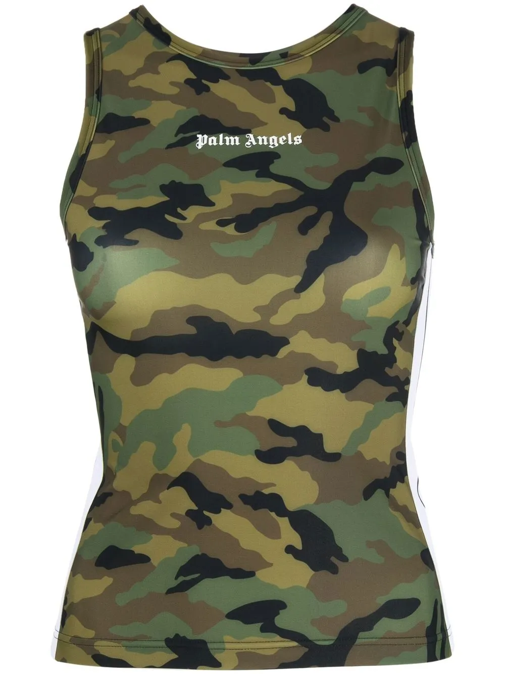 

Palm Angels top sin mangas con estampado militar - Verde