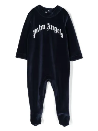 Palm Angels Kids logo-print Babygrow | Blue | FARFETCH CY