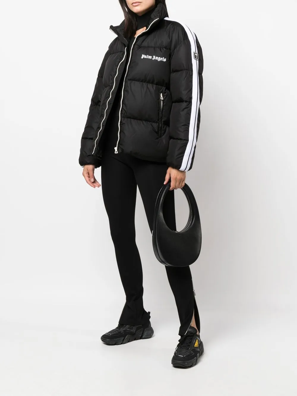 Palm Angels Logo-Print Padded Jacket - Black