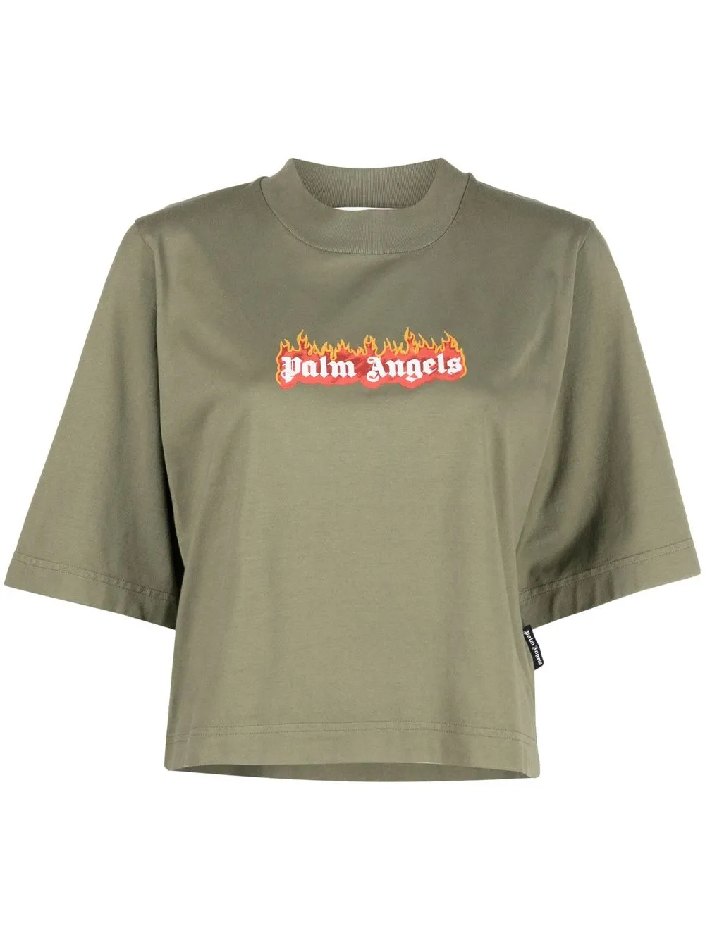 

Palm Angels playera Burning Logo estilo boxy - Verde