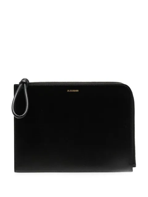 Jil Sander logo-print clutch bag