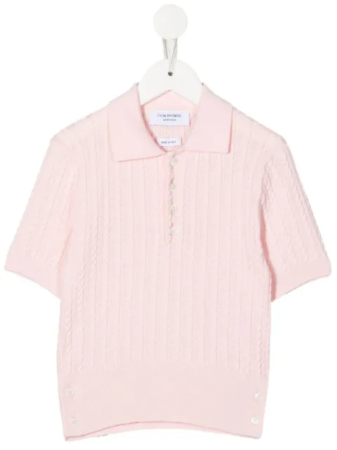 Thom Browne Kids cable-knit polo shirt