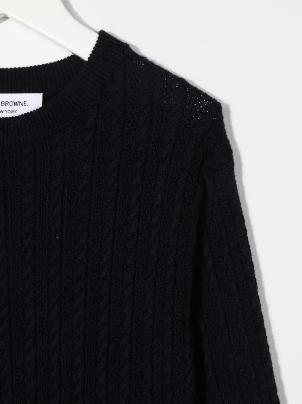 Thom Browne Kids ケーブルニット セーター | ブラック | FARFETCH JP