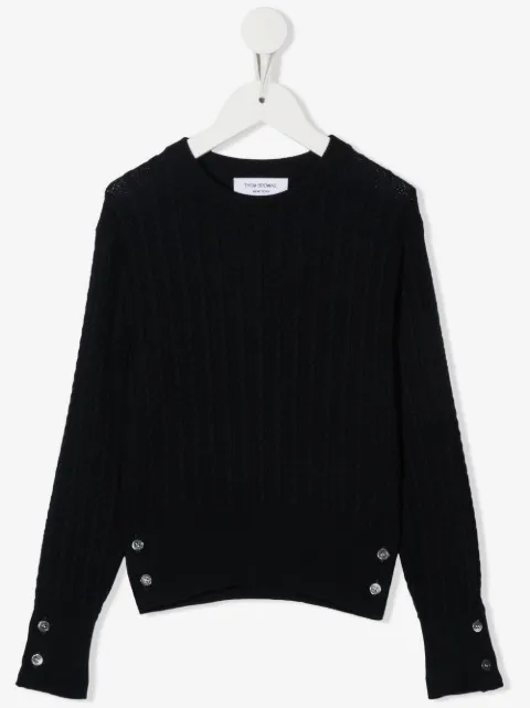 Thom Browne Kids cable-knit long-sleeved pullover