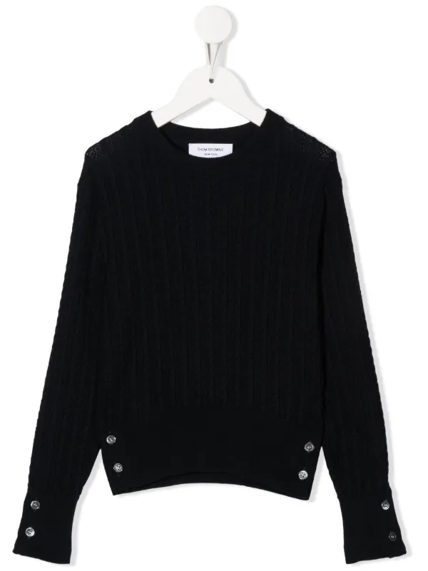 Thom Browne Kids ケーブルニット セーター | ブラック | FARFETCH JP