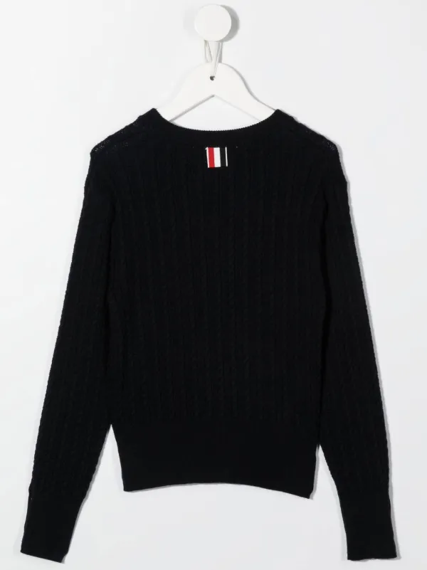 Thom Browne Kids ケーブルニット セーター | ブラック | FARFETCH JP