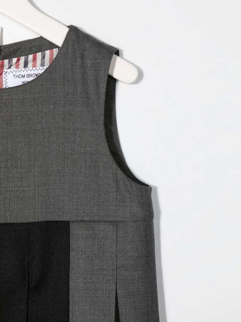  Thom Browne Kids ärmelloses Kleid Mit Falten   Grau 