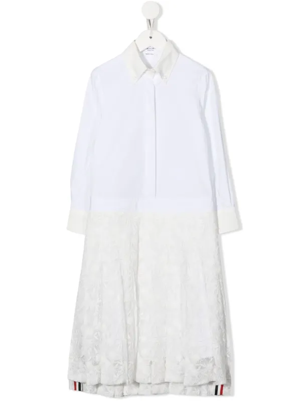 Thom Browne Kids lace-detail Shirt Dress White FARFETCH ID