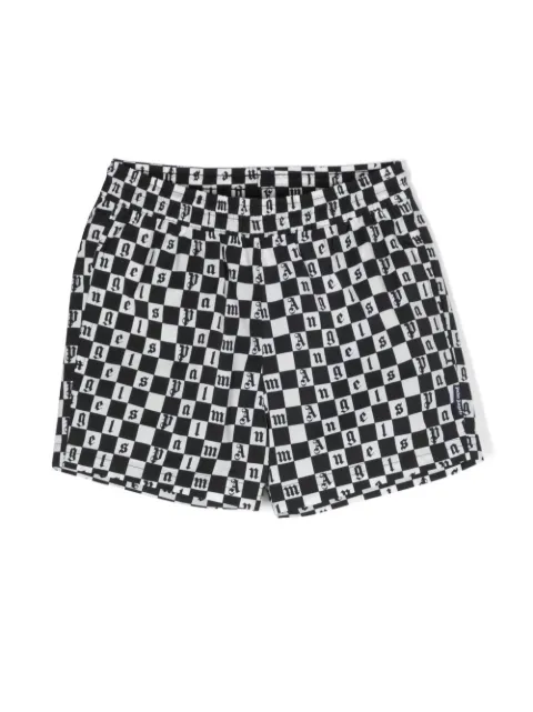 Palm Angels Kids monogram slip-on swim shorts 