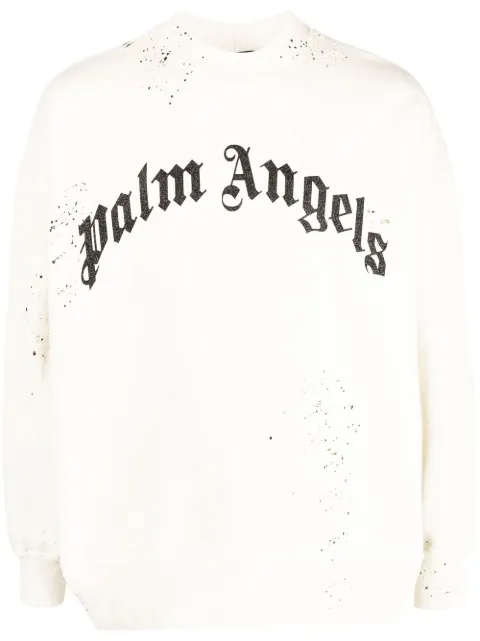Palm Angels سويت شيرت بطبعة شعار الماركة ولمسة ممزقة