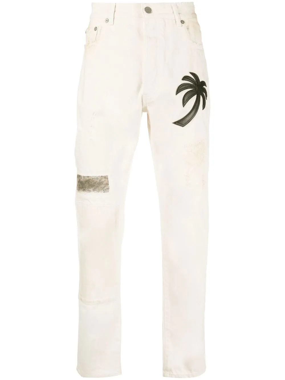 

Palm Angels palm tree-patch straight-leg jeans - Neutrals