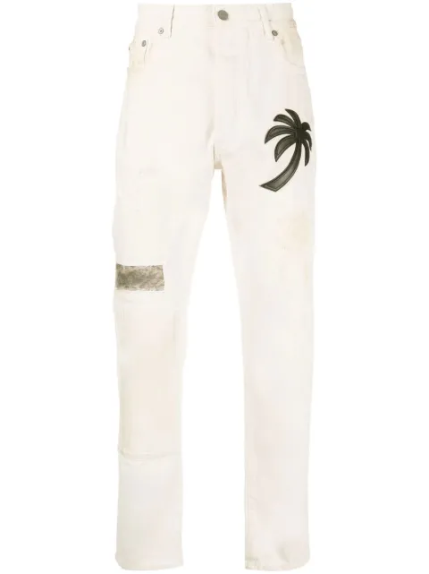 Palm Angels palm tree-patch straight-leg jeans