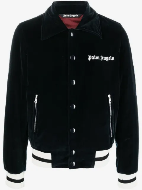 Palm Angels logo-embroidered velvet jacket