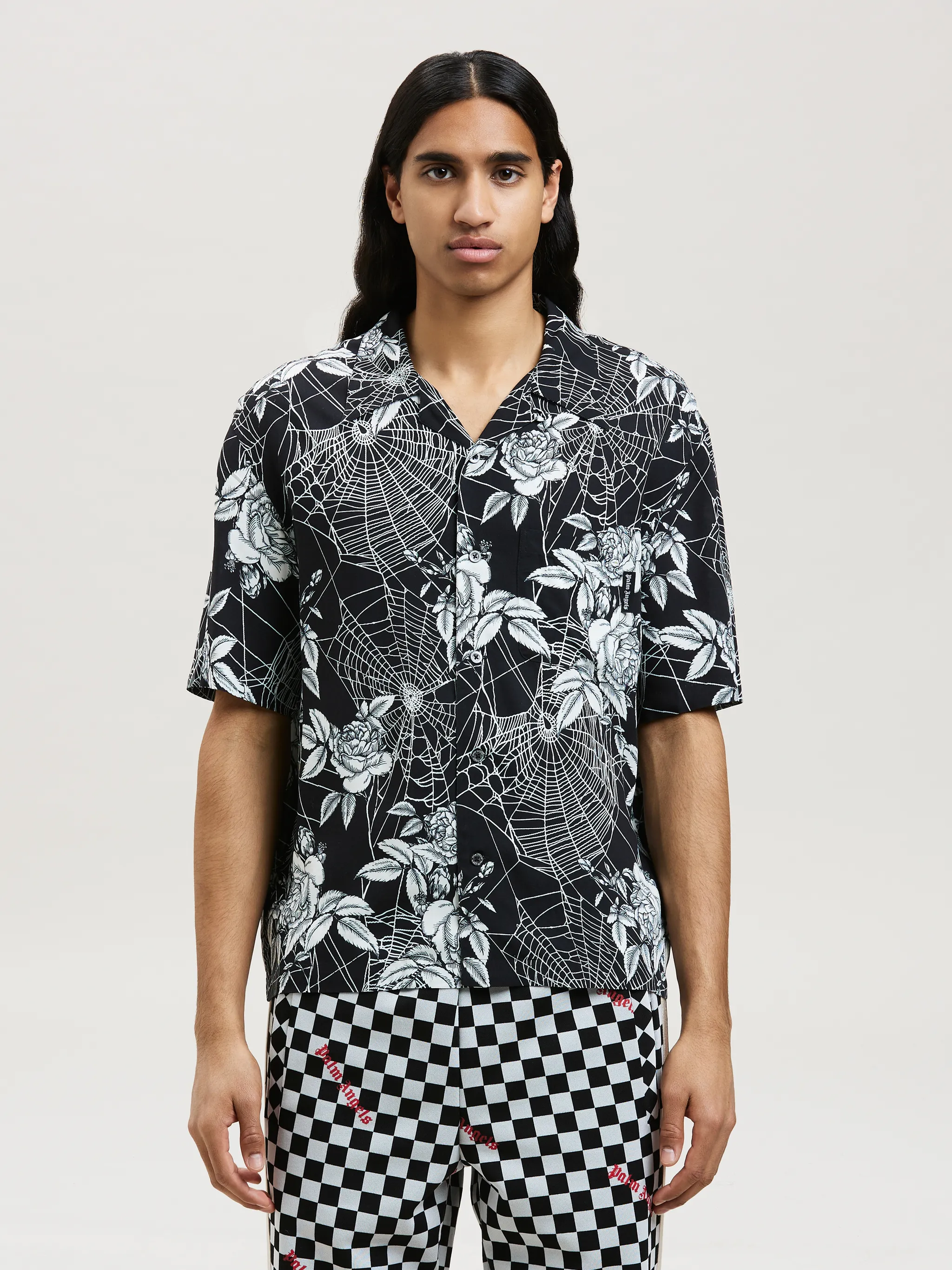 ROSES PRINT BOWLING SHIRT - Palm Angels® Official