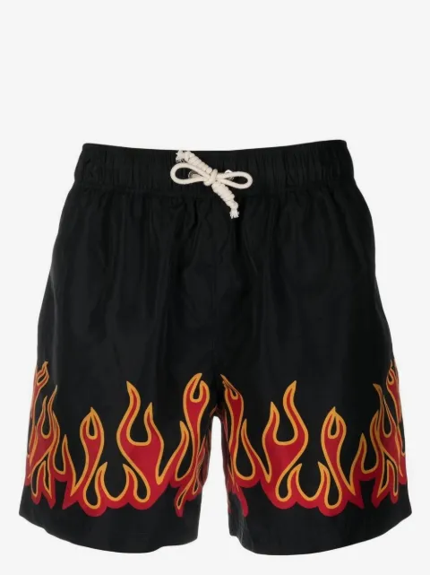 Palm Angels shorts de playa con flamas estampadas
