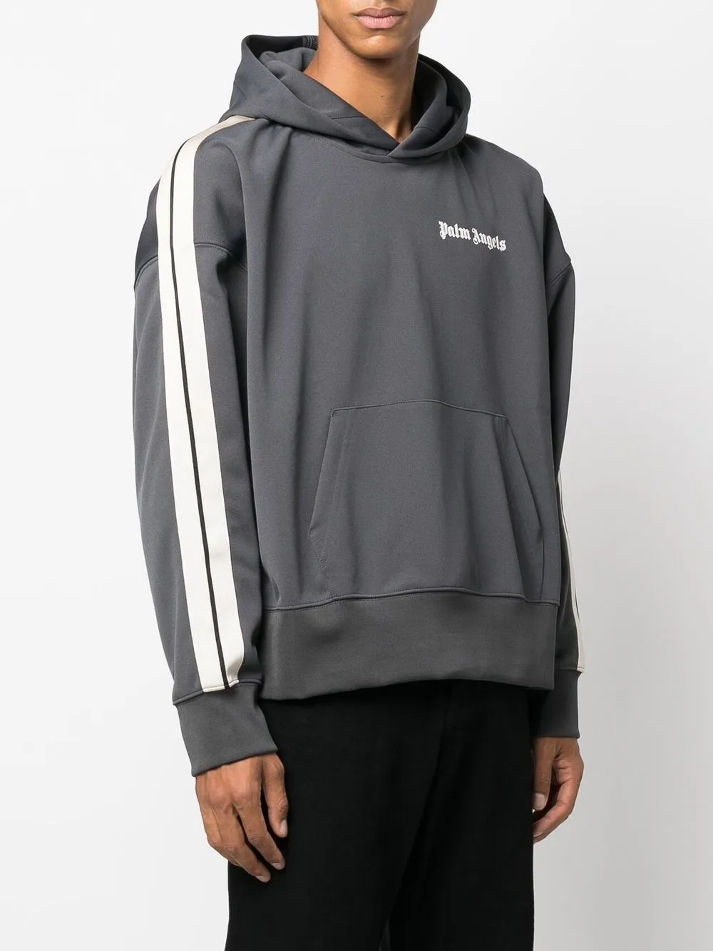 logo-print stripe-detailed hoodie