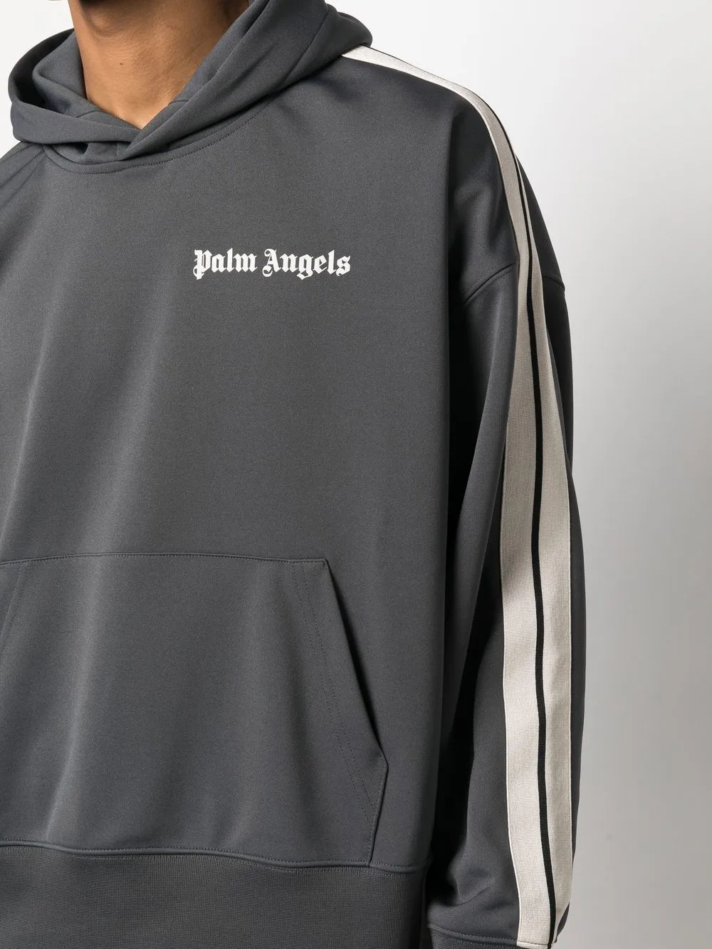 Palm Angels logo-print stripe-detailed Hoodie - Farfetch