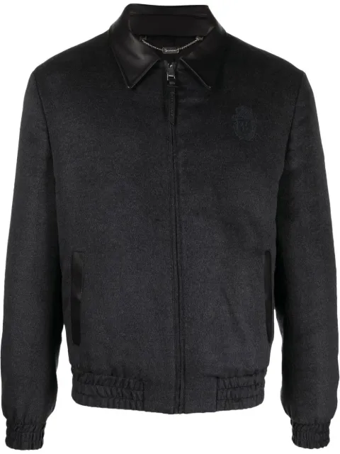 Billionaire crest-print silk bomber jacket