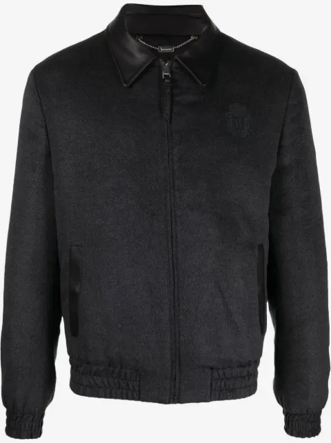Billionaire crest-print silk bomber jacket