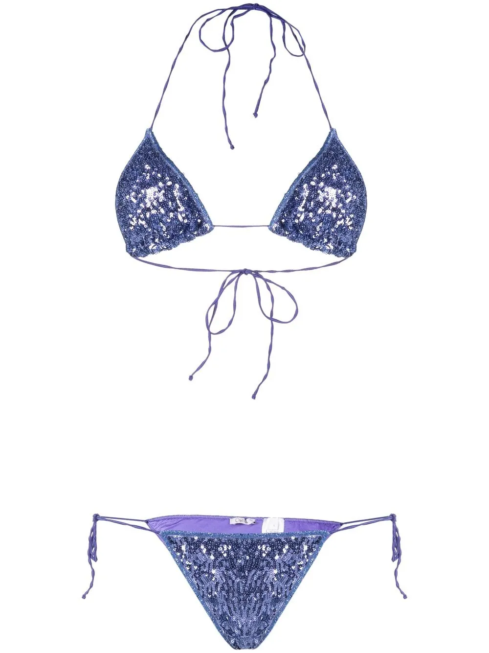 

Oséree sequinned halter neck bikini set - Purple