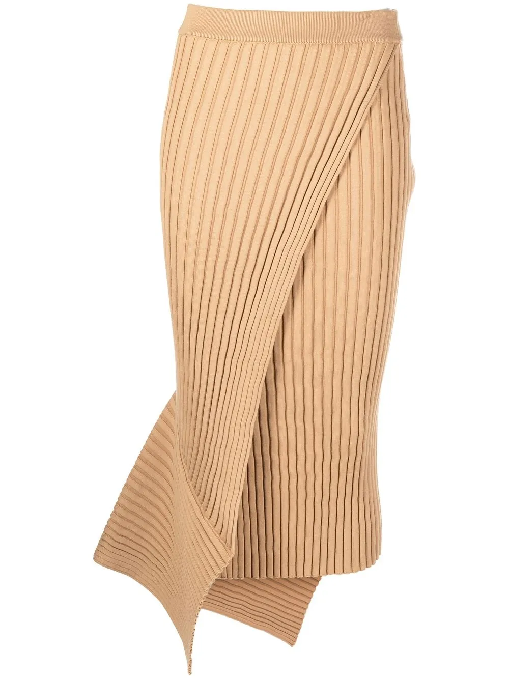 asymmetric rib-knit wrap skirt