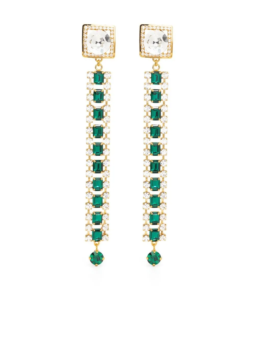 

Alessandra Rich aretes de perla con detalles de cristal - Dorado