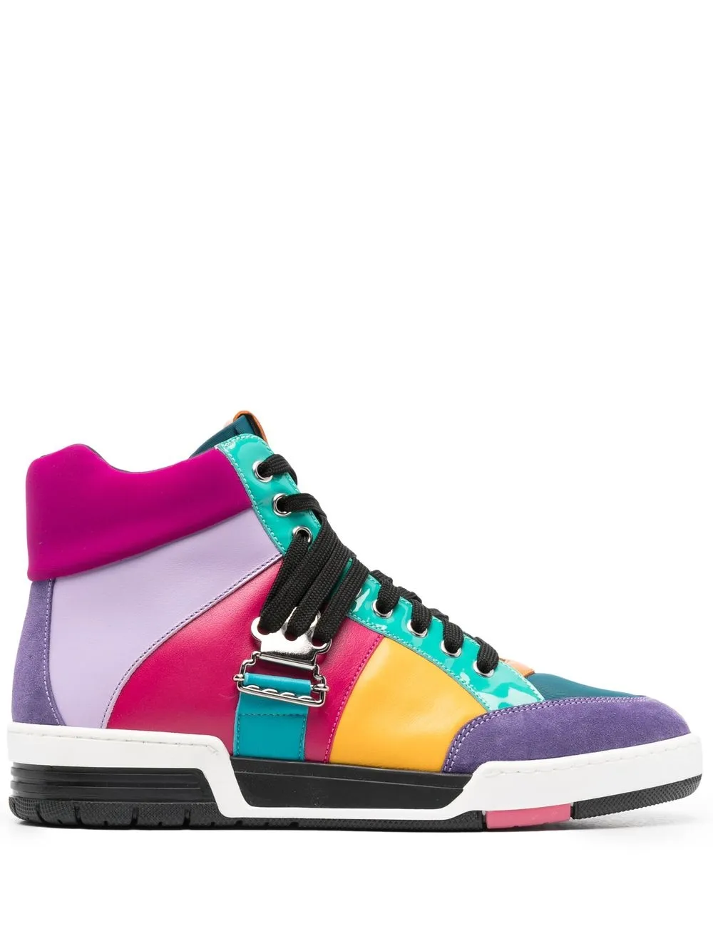

Moschino tenis altos con diseño color block - Rosado