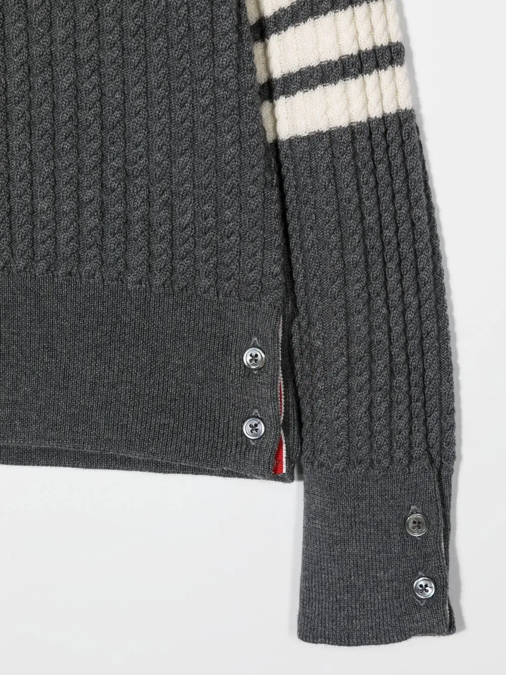 Shop Thom Browne Stripe-detail Roll Neck Sweater In Grey