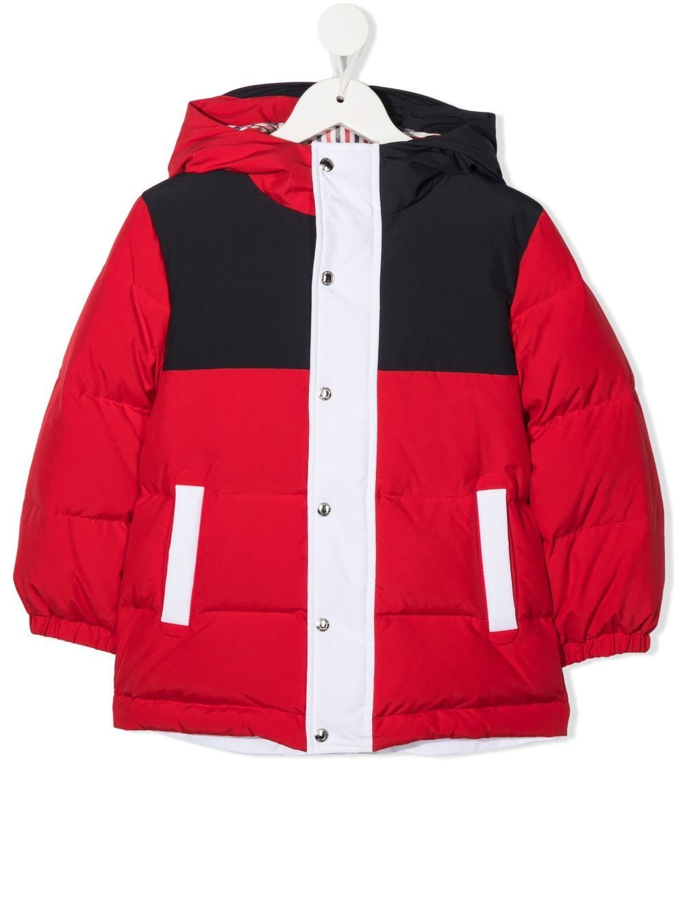 Thom Browne Kids' Colour-block Puffer Jacket In Rwbwht 960