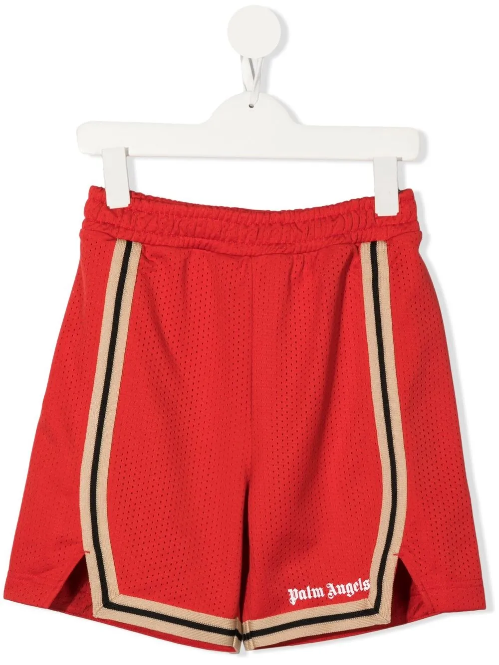 

Palm Angels Kids shorts con logo estampado y rayas - Rojo