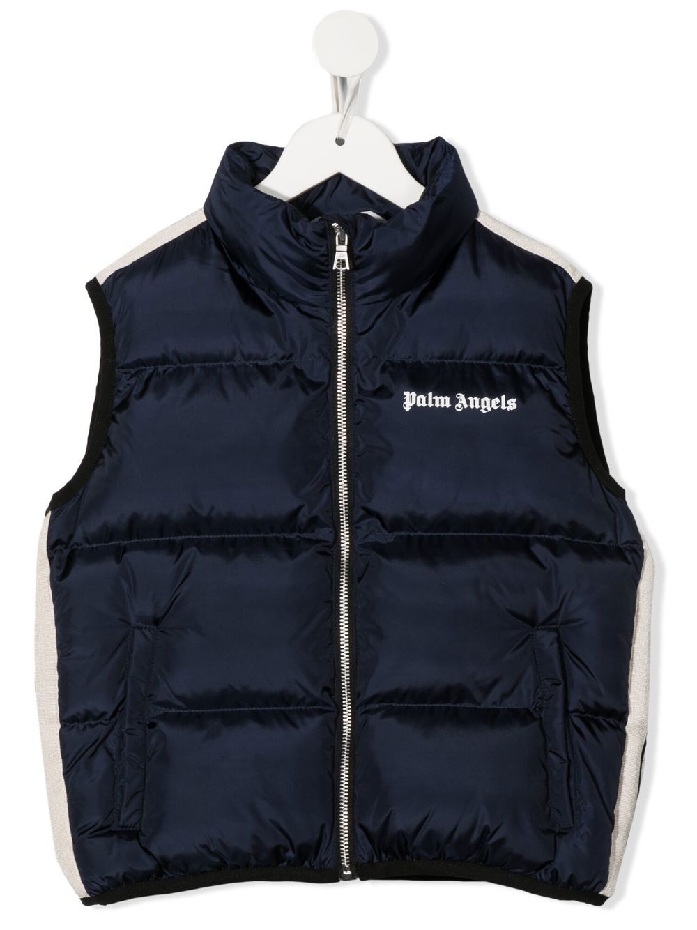 palm angels kids gilet matelassé à logo imprimé - bleu