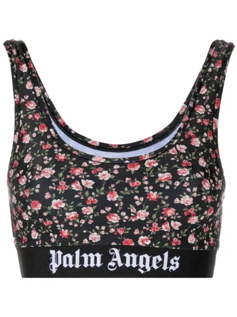 Palm Angels floral-print logo-underband sports bra
