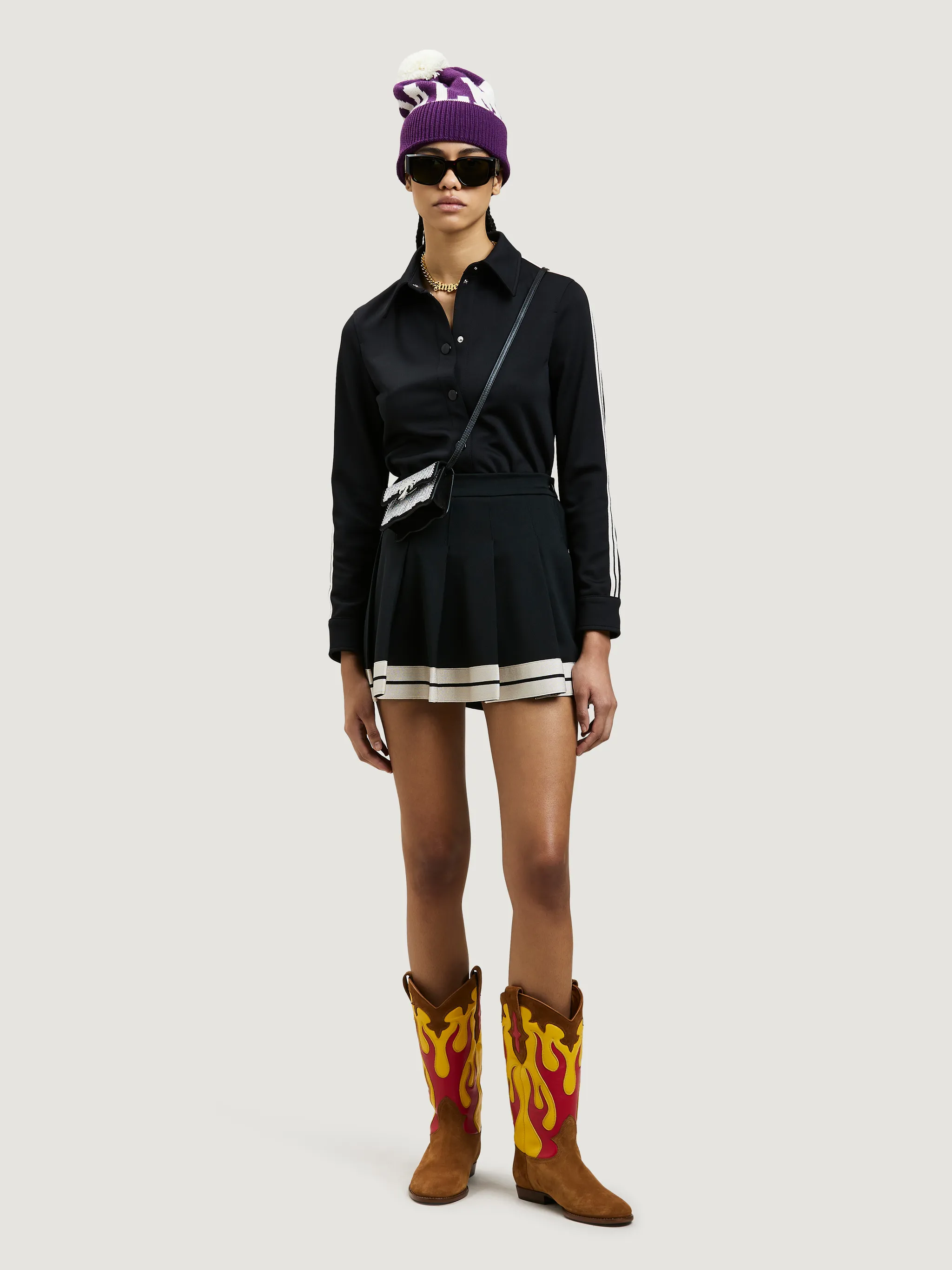 TRACK PLEATED SKIRT