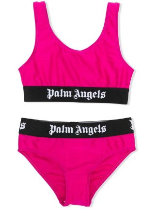 Kids Black Scoop Neck Bikini by Palm Angels