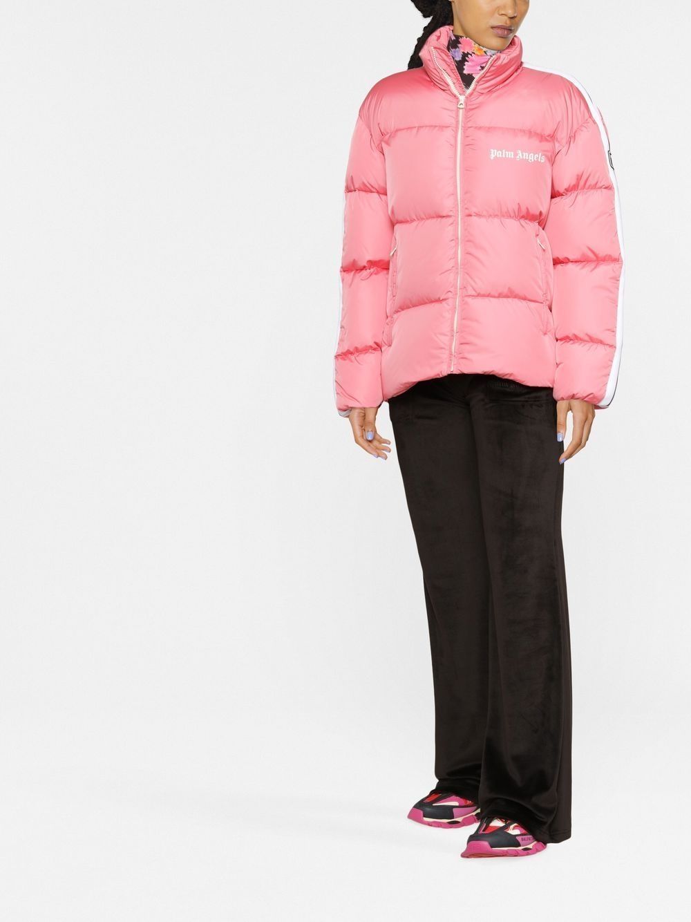 Palm Angels side-stripe puffer jacket - Pink