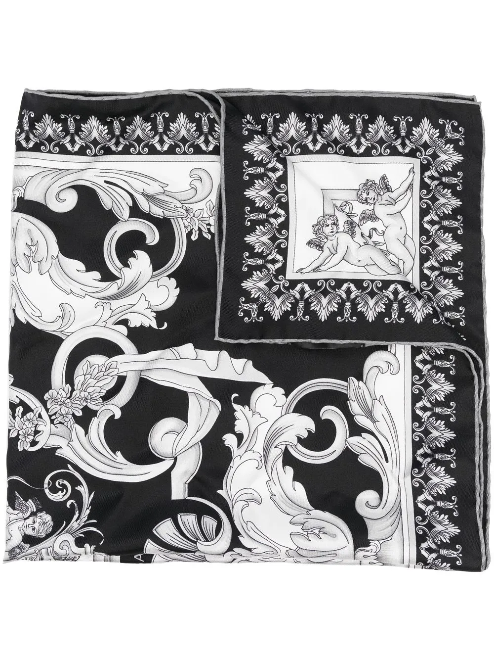 

Versace logo baroque print scarf - Black