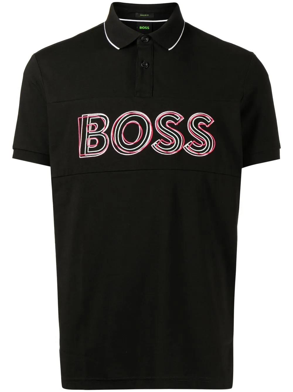 

BOSS playera tipo polo con logo bordado - Negro