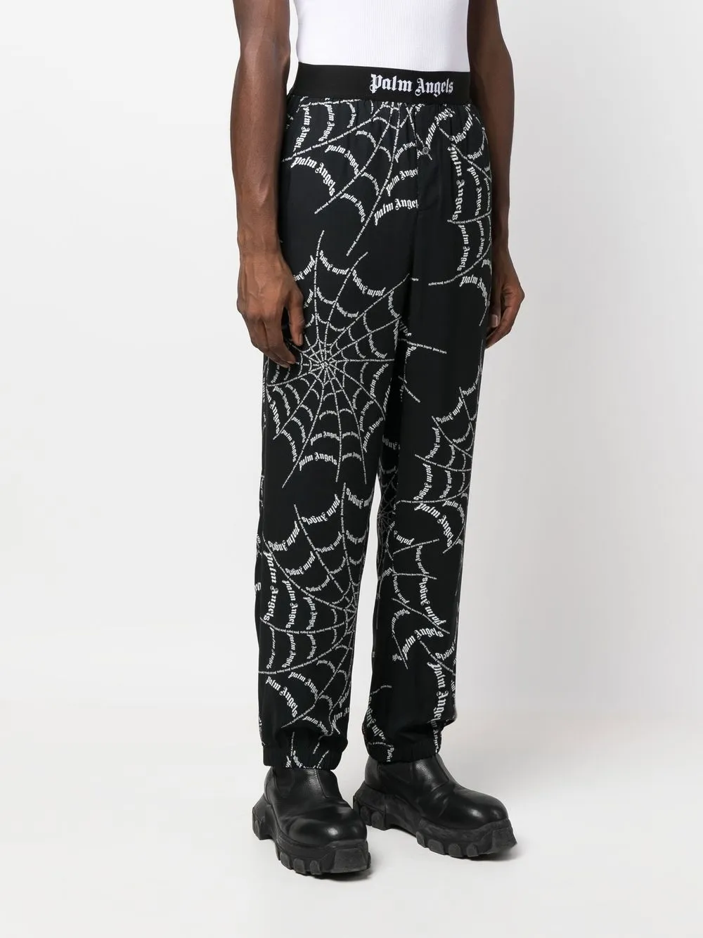  Palm Angels Jogginghose Mit Spinnennetz Print   Schwarz 