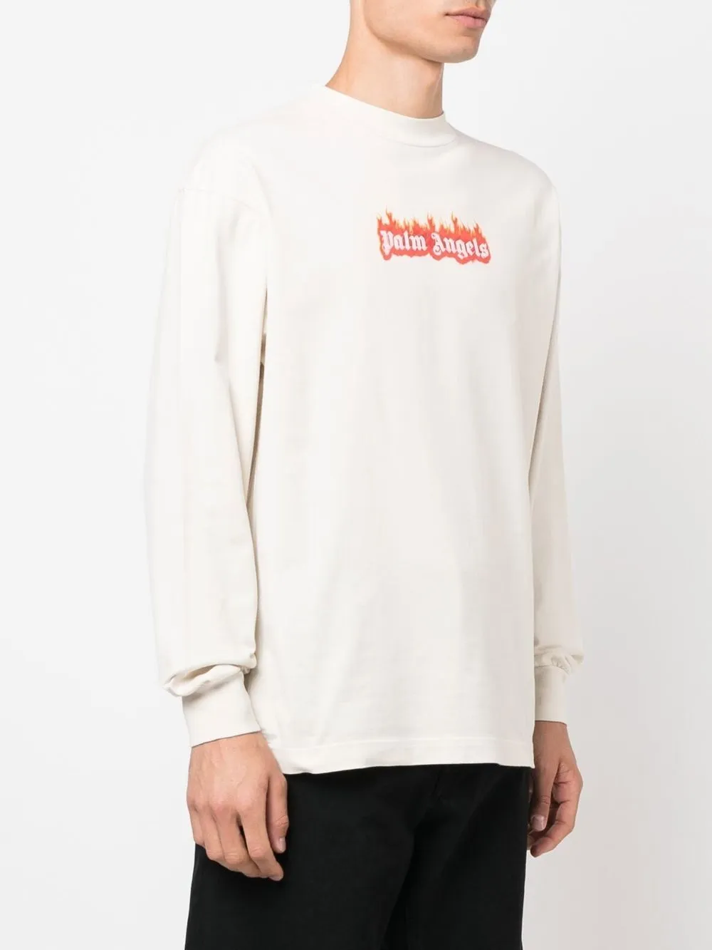  Palm Angels Sweatshirt Mit Logo Print   Weiß 