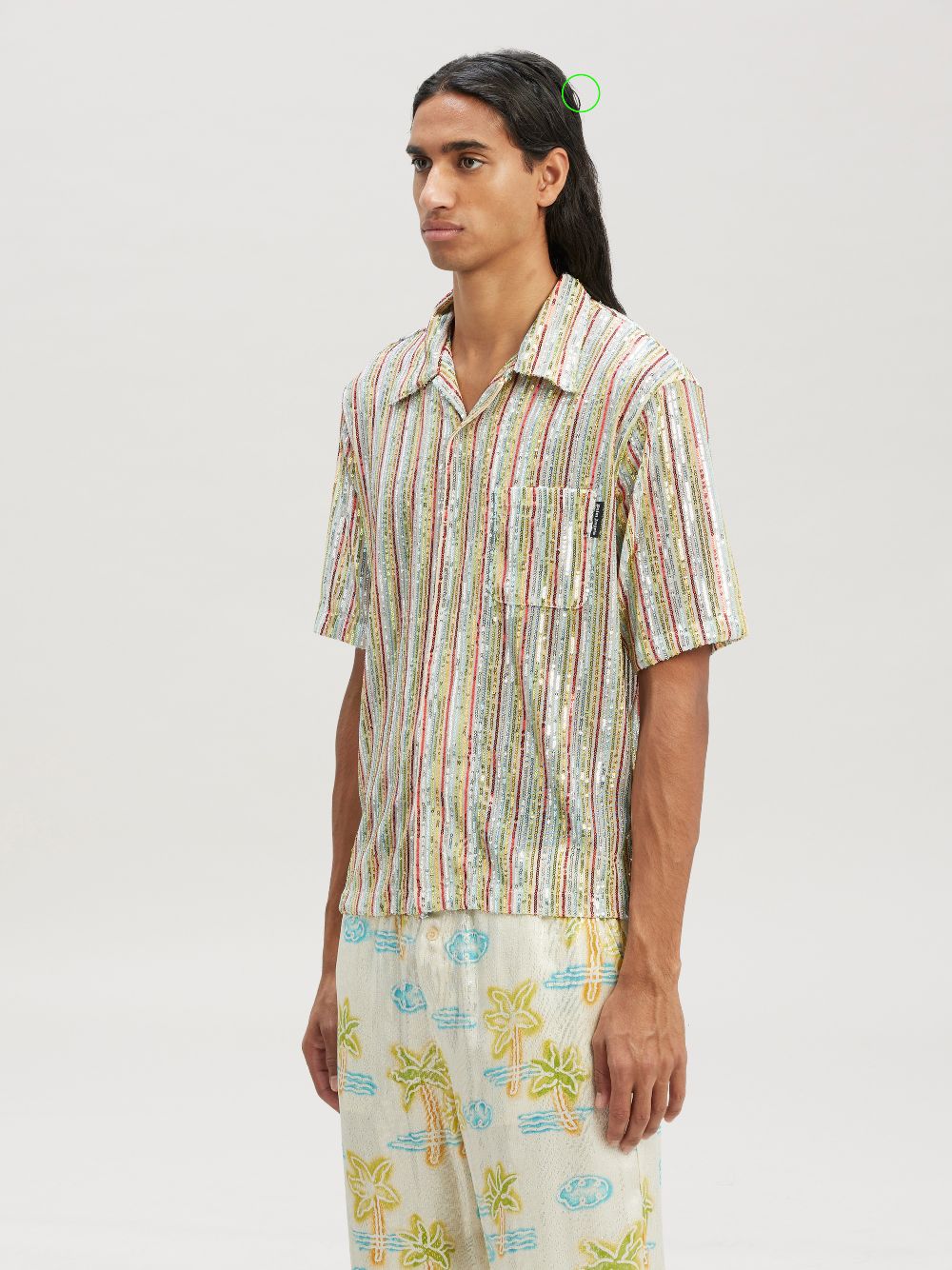 RAINBOW SEQUINS BOWLING SHIRT - Palm Angels® Official