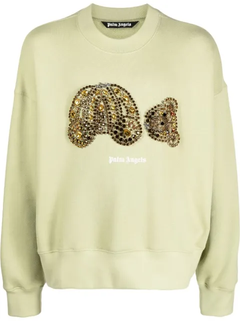 Palm Angels rhinestone-embellished bear sweatshirt